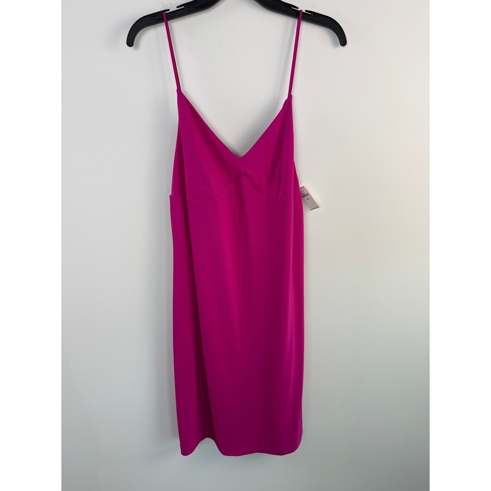 NEW Banana Republic Slip Dress Women's M Petite Pink Tie Back Midi V-Neck